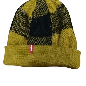 Levi's Yellow and Black Checkered Beanie